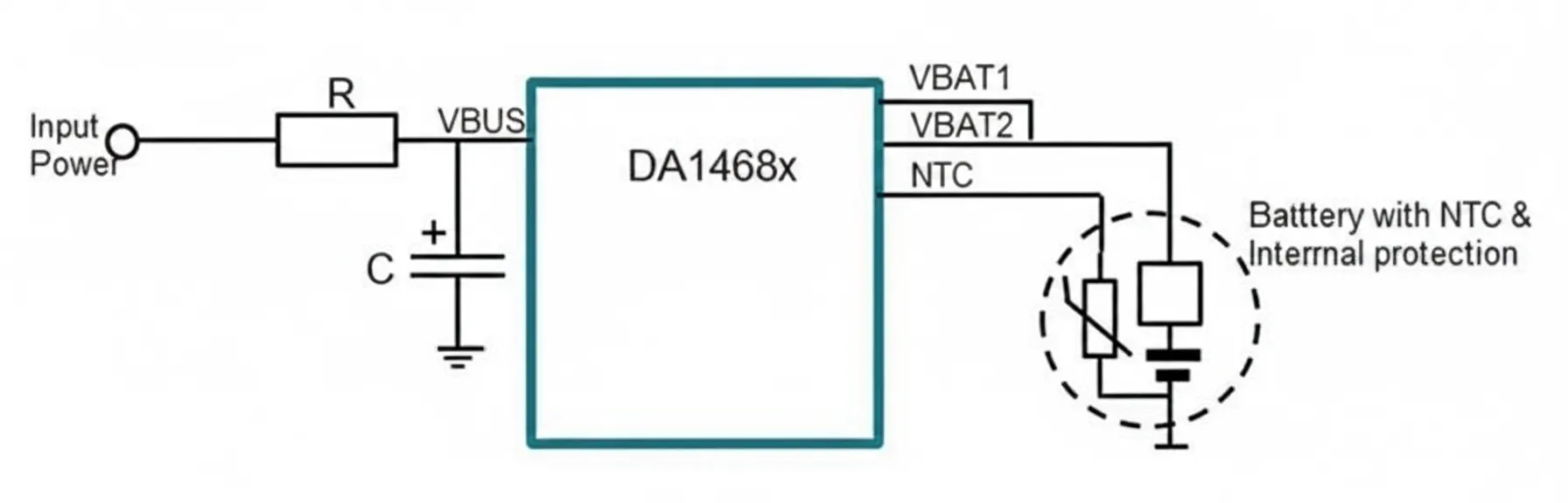 DA14680/DA14681 lithium-ion battery charging circuit example