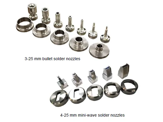 Selective soldering equipment with various nozzle types for PCB assembly