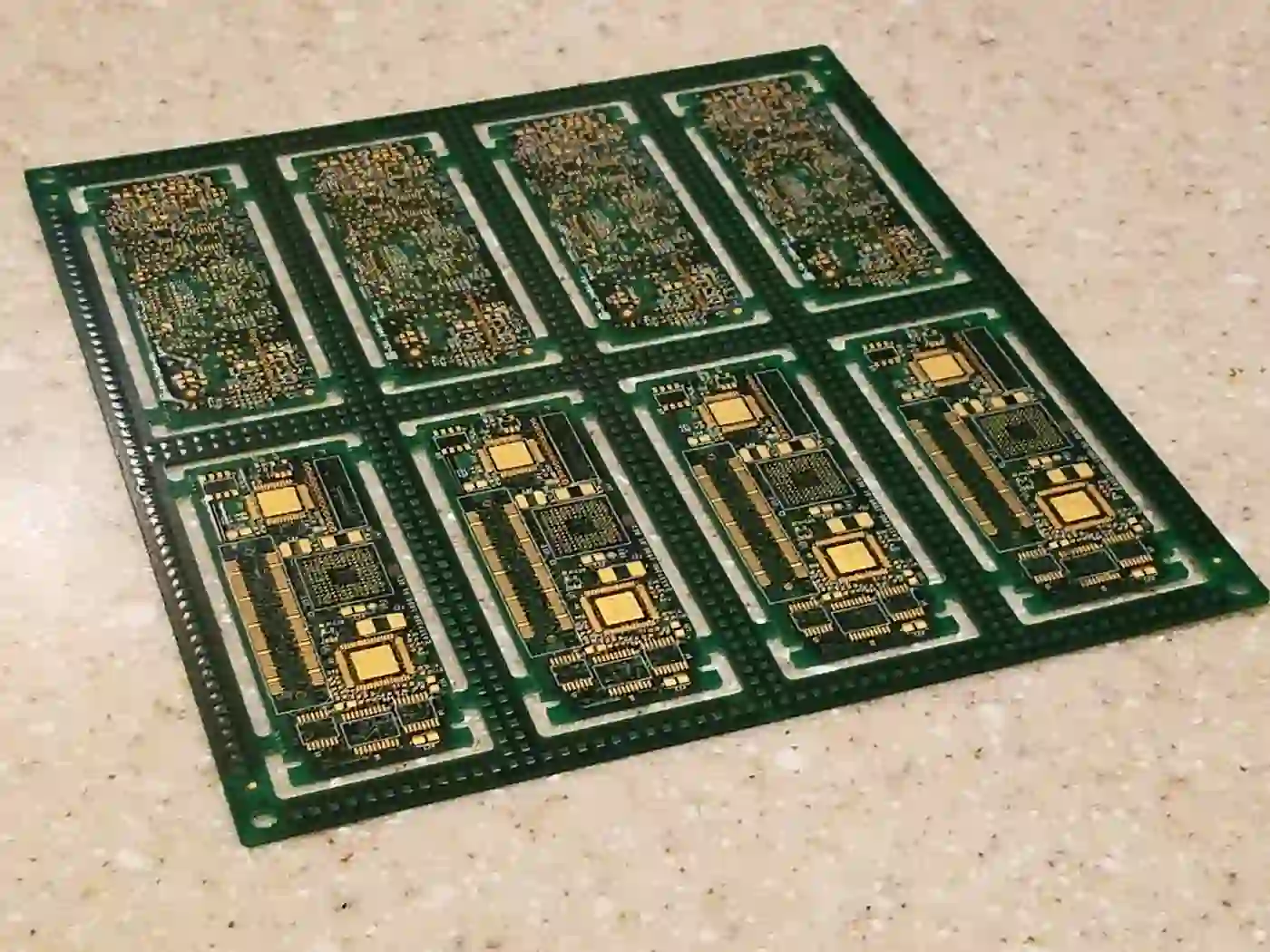 Example of PCB panelization with multiple boards on a single panel