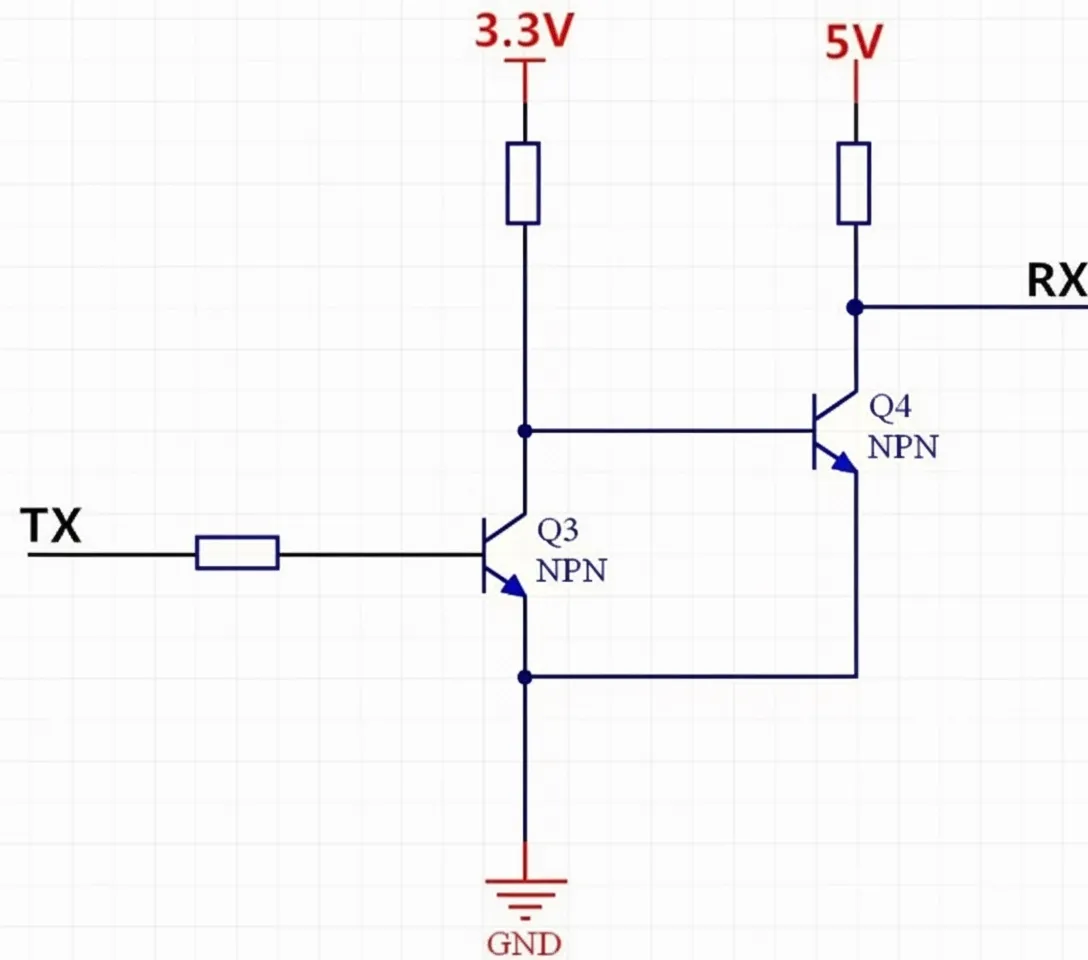 NPN transistor level shifter diagram