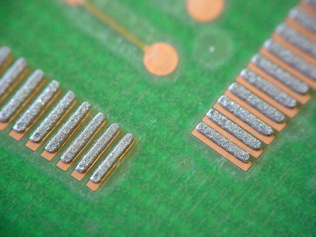 PCB with uniform solder paste dots after stencil printing