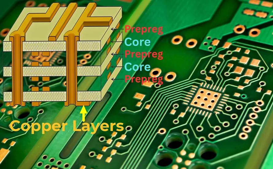 PCB with copper traces and layers for design optimization