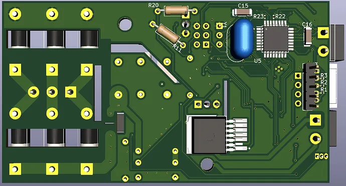 Close-up of a durable wind turbine control PCB with protective coating