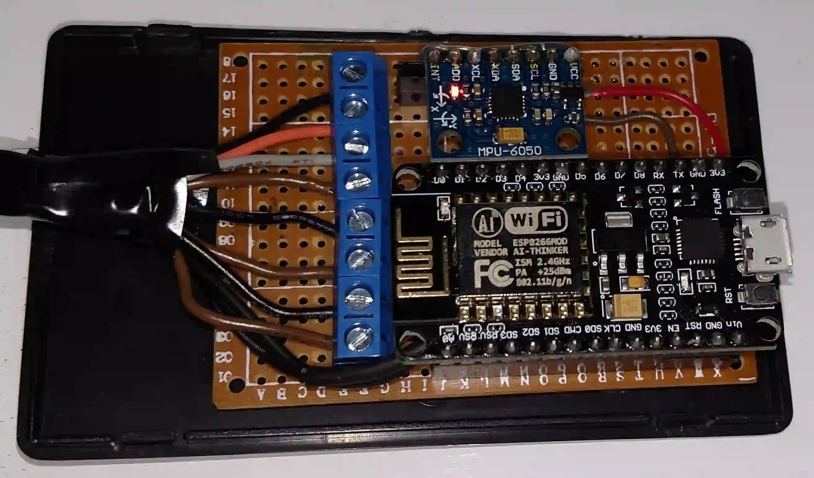 Completed DIY AI accelerator prototype with sensors for edge AI testing