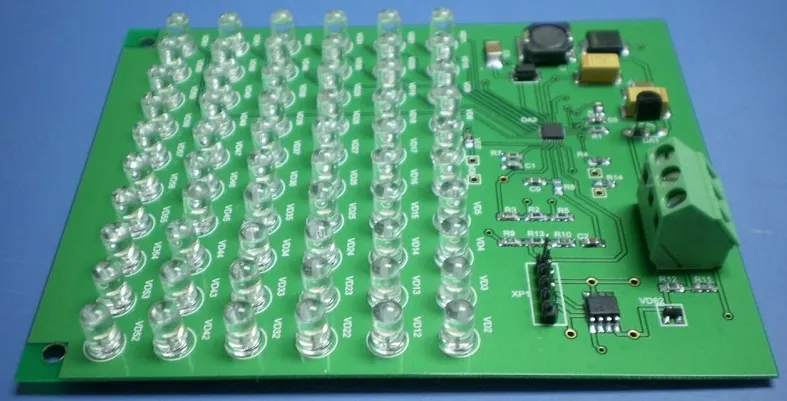 Advanced LED array PCB design with grid layout for uniform lighting.