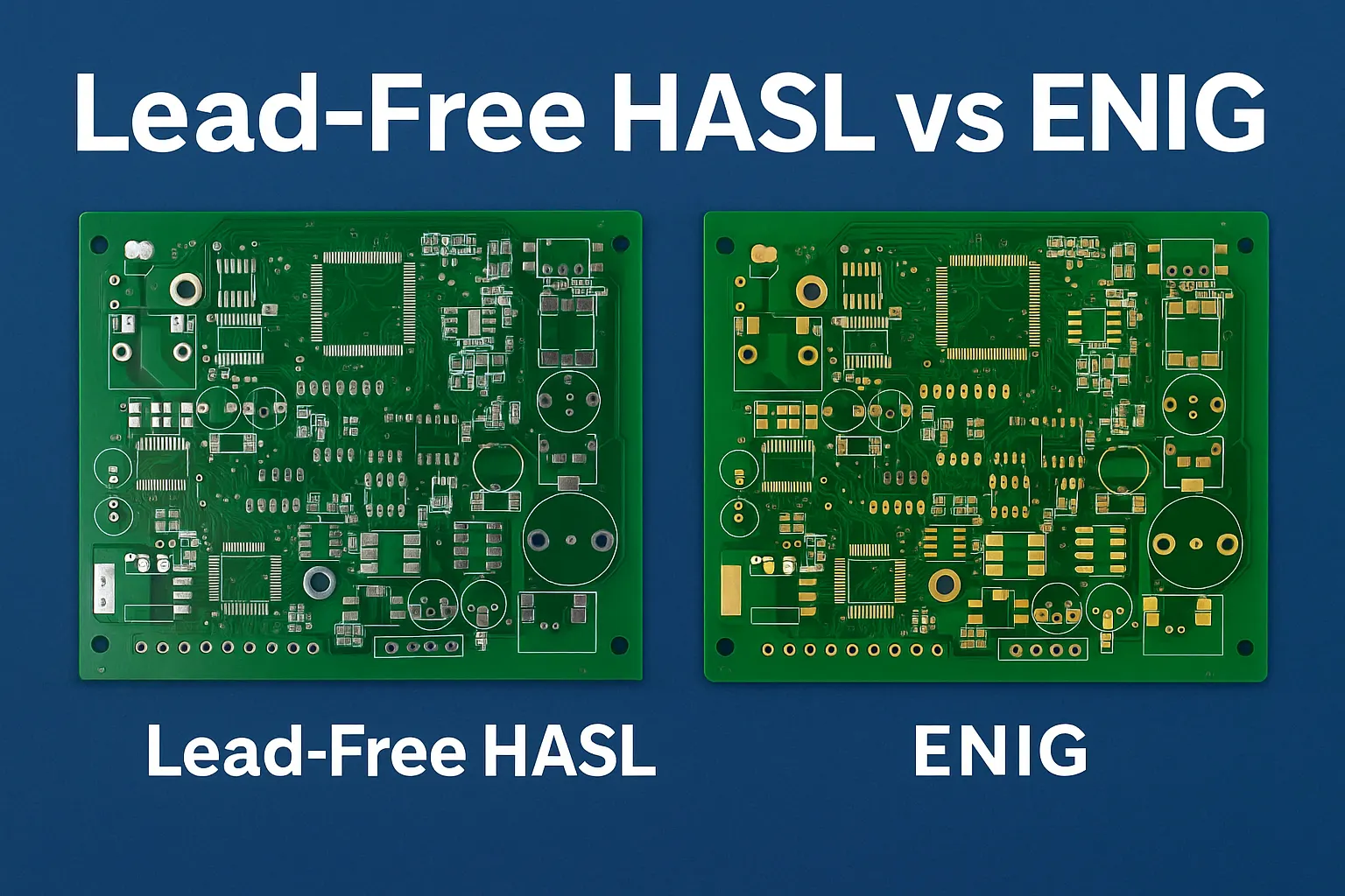 ENIG vs. HASL PCB surface finish comparison.