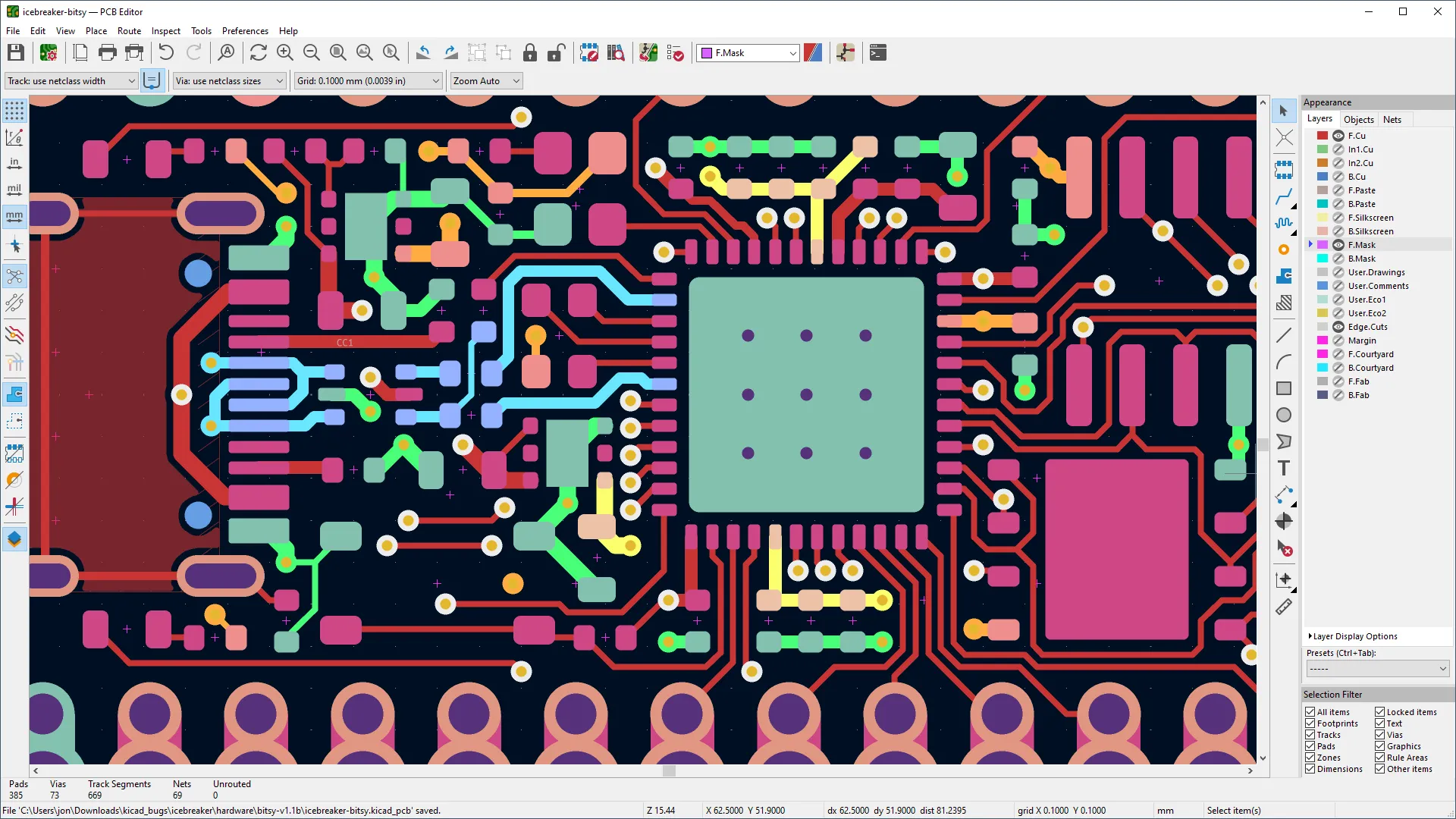 KiCad schematic editor showing IoT PCB project design