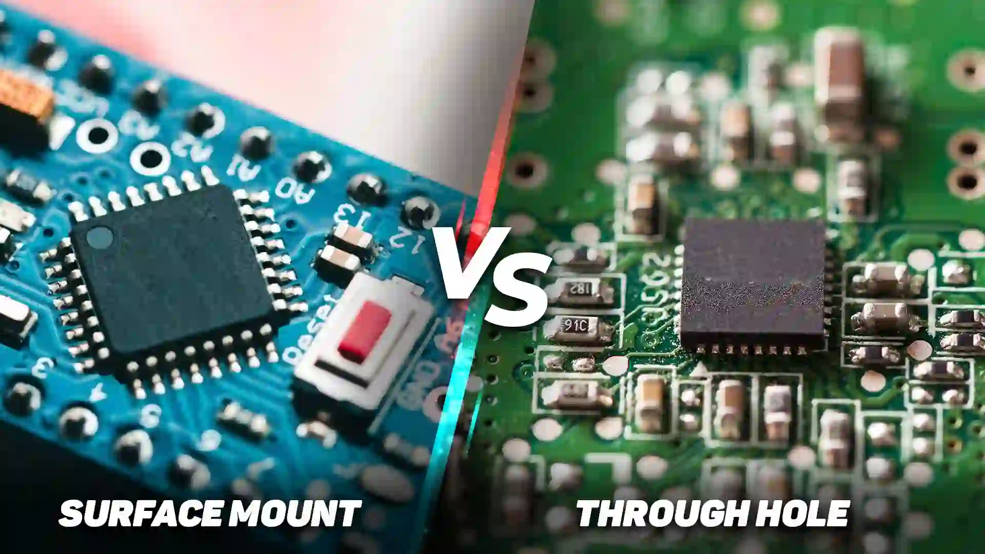 Comparison of through-hole and surface mount PCB connectors.