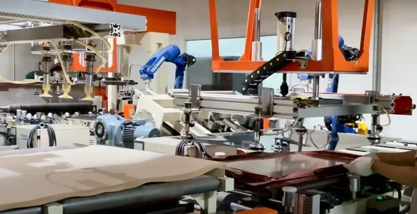 Conventional lamination process with stacked PCB layers in a press