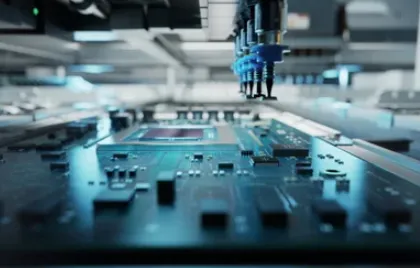 High-speed pick and place heads mounting SMD components on PCB