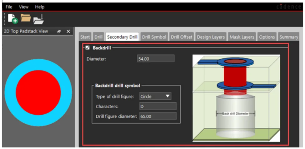 Backdrill CAM Program Example