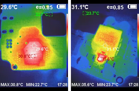Testing a 1 oz copper PCB prototype for thermal performance