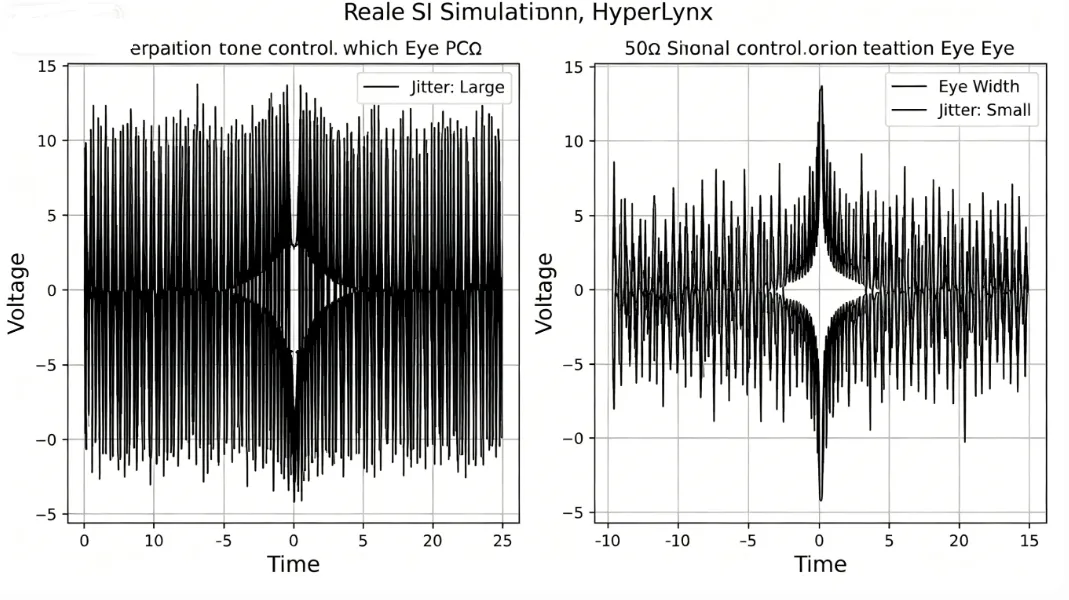 Before and after impedance control eye diagrams for high-speed signals on double-sided PCB