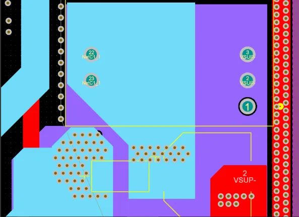 Copper pour on PCB for effective heat dissipation.