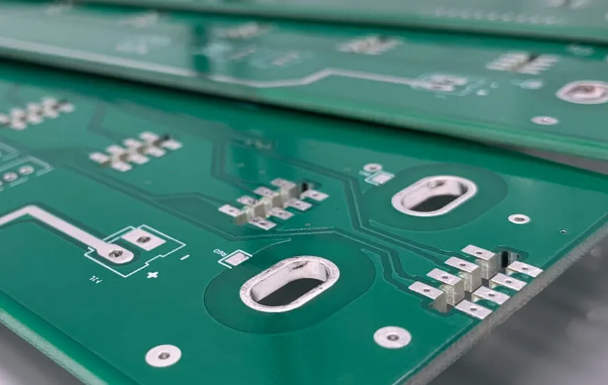 Finished double-sided PCB with vias connecting layers
