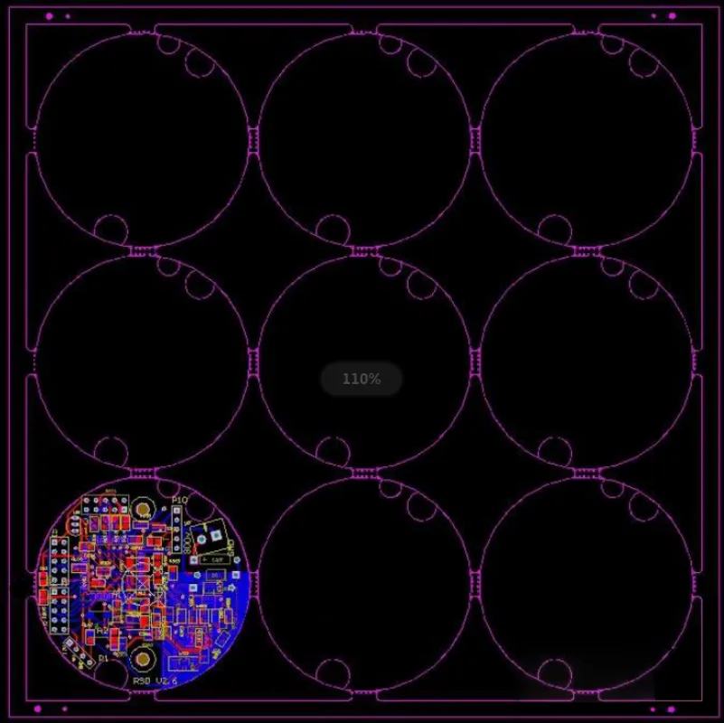Example of PCB panelization with multiple boards on a single panel for efficient manufacturing