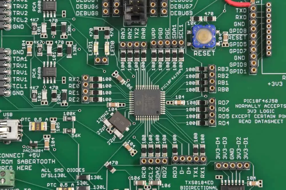 Automotive PCB in a control unit requiring precise component placement