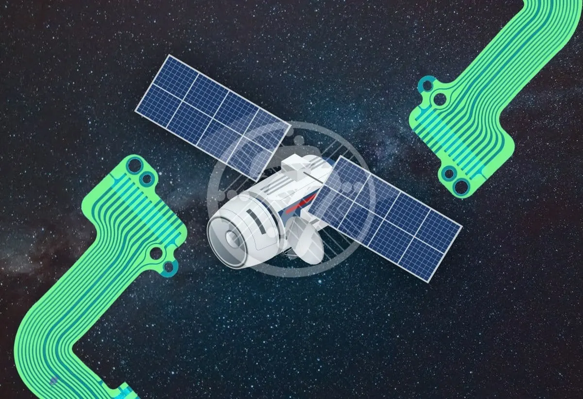 Satellite in space with internal PCB for spacecraft electronics