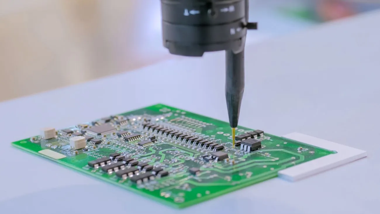 Close-up of SMT-assembled PCB with surface mount components for hobbyists.