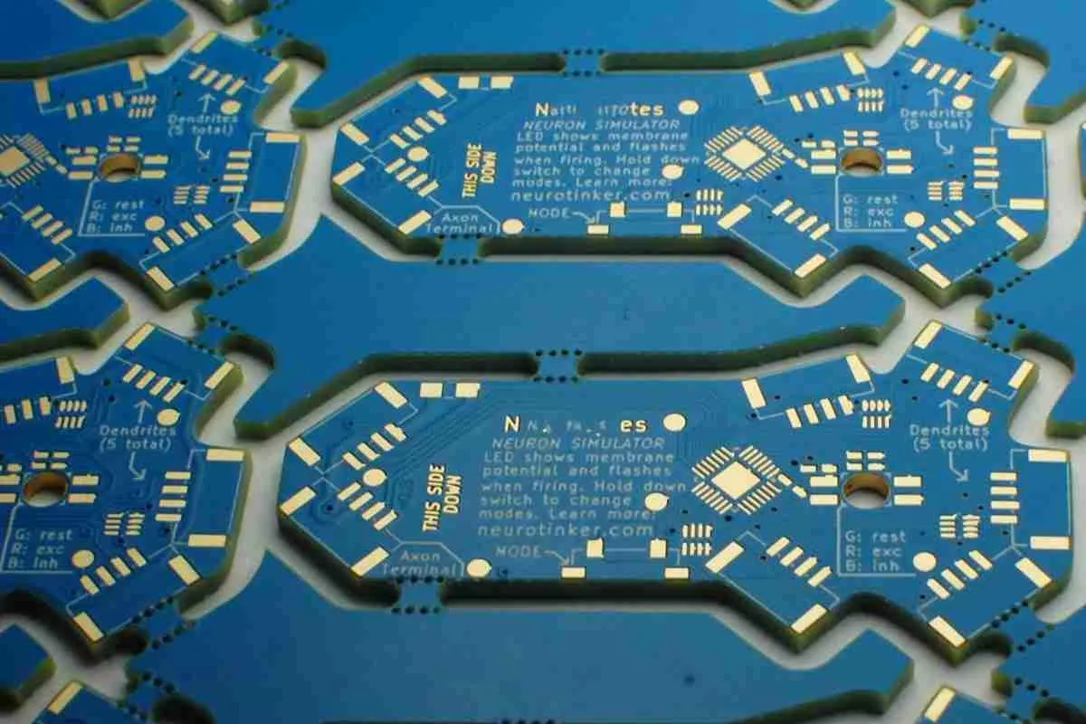 PCB panel with Mouse Bites perforations for depaneling.