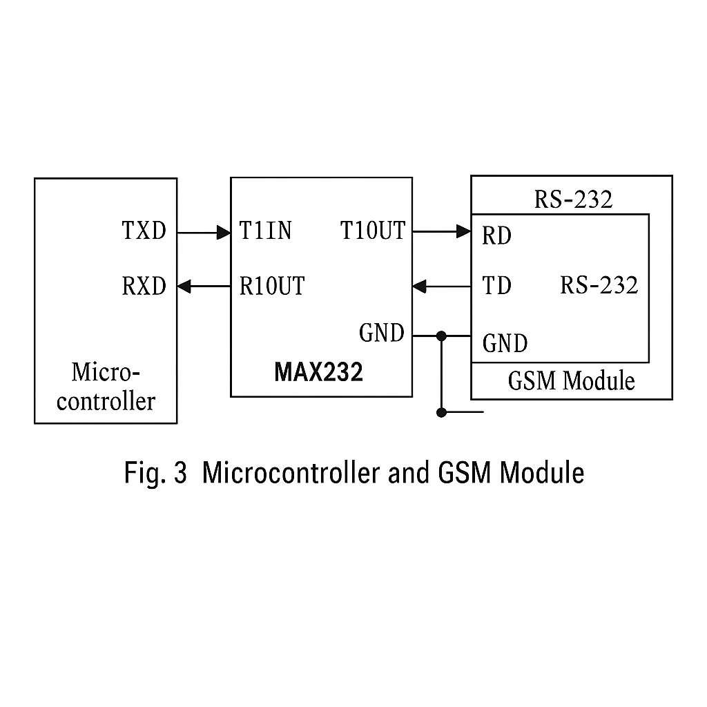 Microcontroller to GSM interface diagram