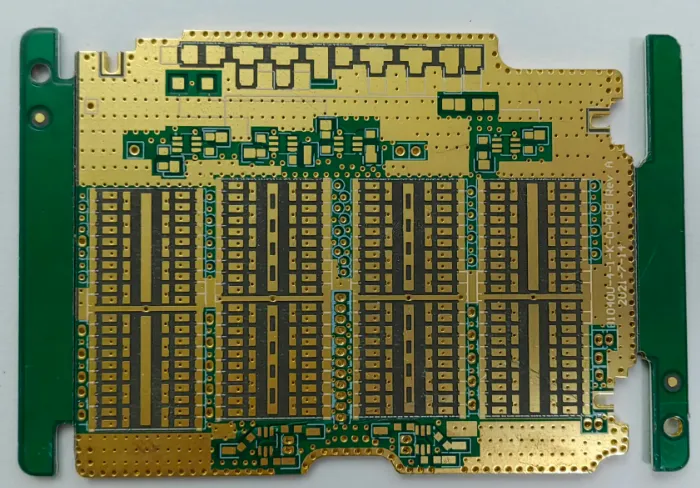 Laser-drilled vias on a Rogers PCB for RF applications