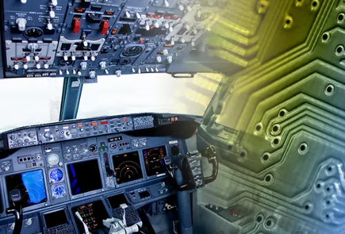 Aerospace PCB for flight control system showcasing high-reliability design