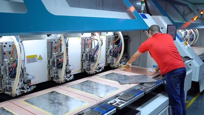 a multilayer press machine in operation