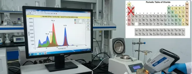 XRF analyzer screening FR-4 PCB for restricted substances