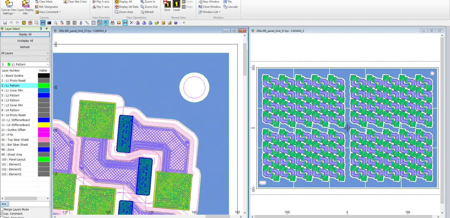 PCB design software displaying flexible component options