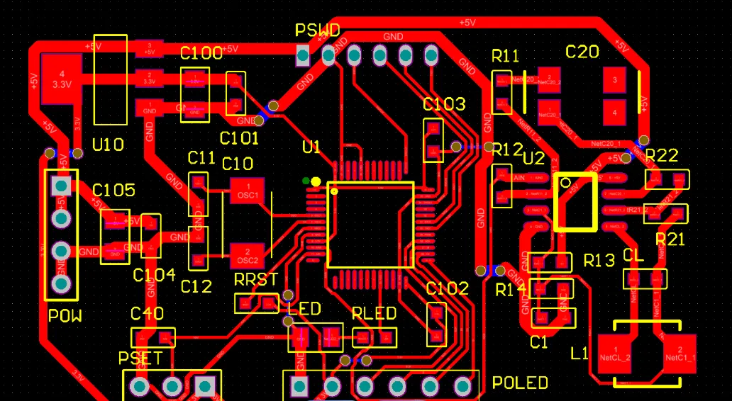 Compact PCB layout for wearables with multi-layer design"