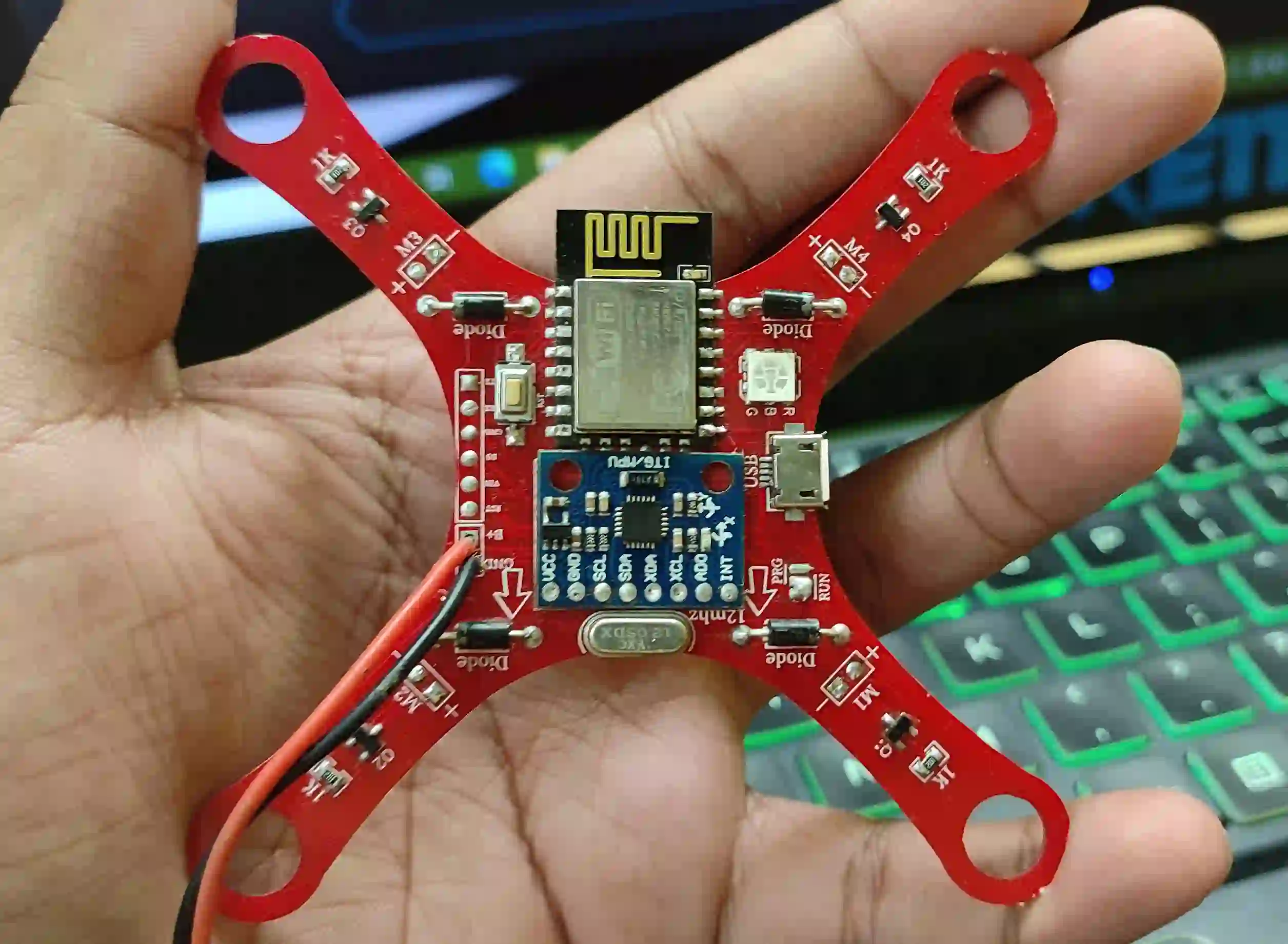 Drone flight control PCB with surface finish for protection and solderability.