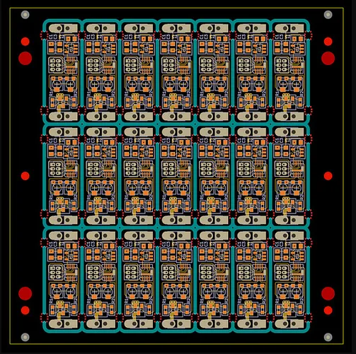 PCB panel design with edge rails for manufacturability