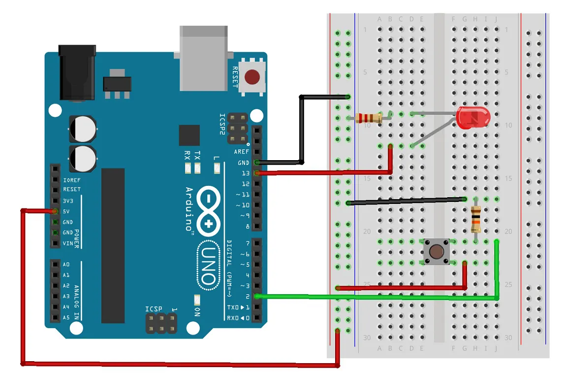 Breadboard Circuit for Arduino ATM Interface