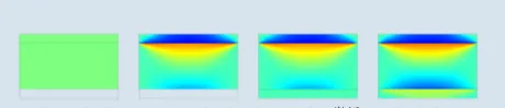 Color-coded simulation showing voltage stress distribution across dielectric material