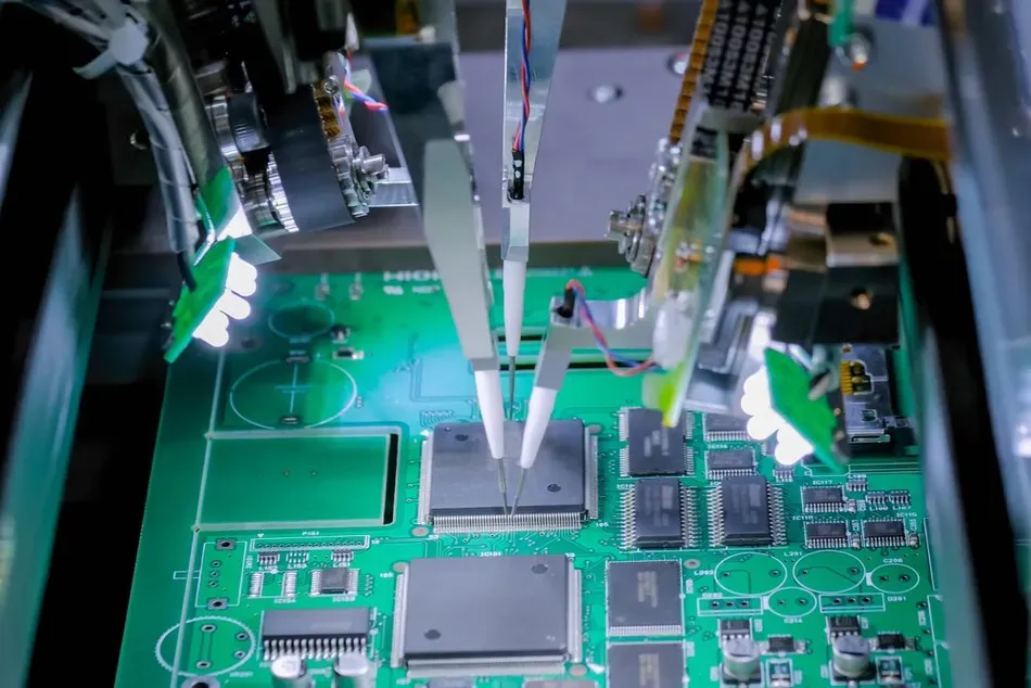 Aerospace PCB featuring durable through-hole components.