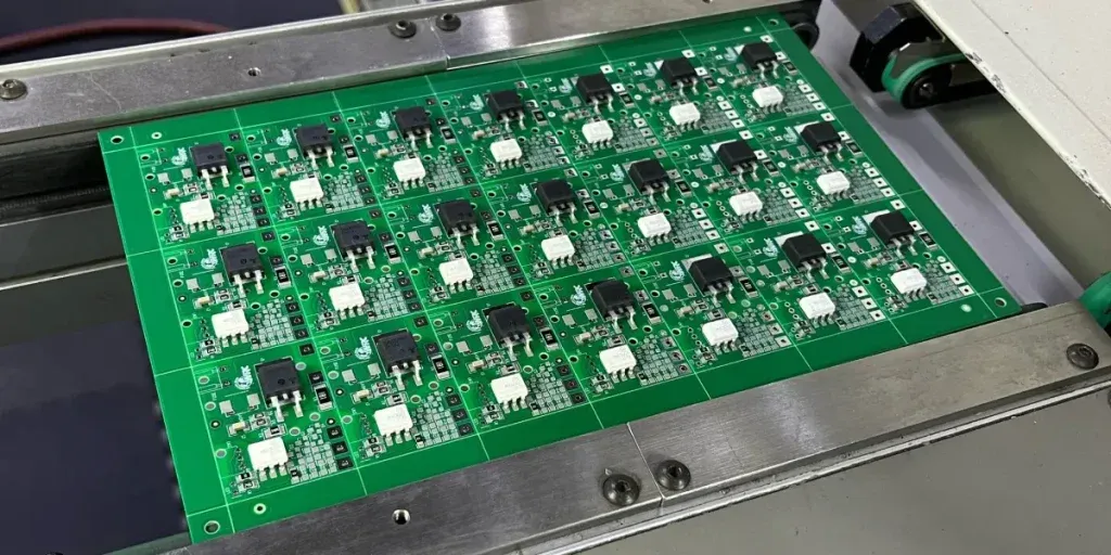 PCB design layout with separation lines for depanelization