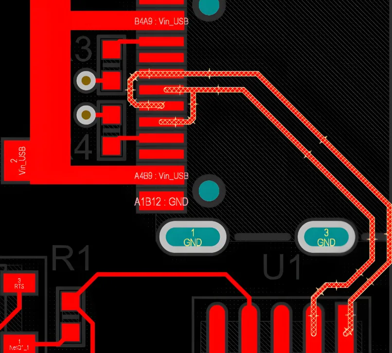 "Differential pair routing layout near PCB gold fingers"