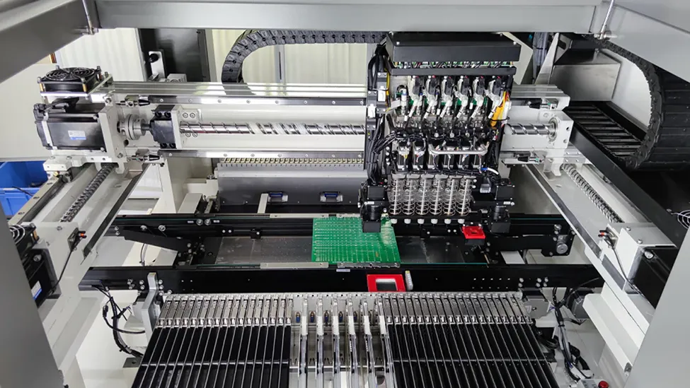 Pick and place machine assembling a PCB with optimized component placement