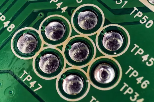 Example of a perfect solder joint in electronics soldering