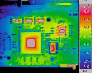 Temperature distribution map for heavy copper inner layers under load