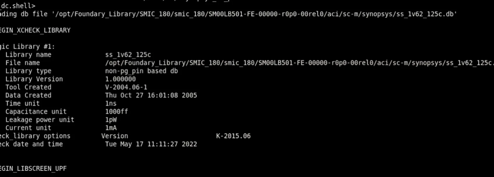Check library output