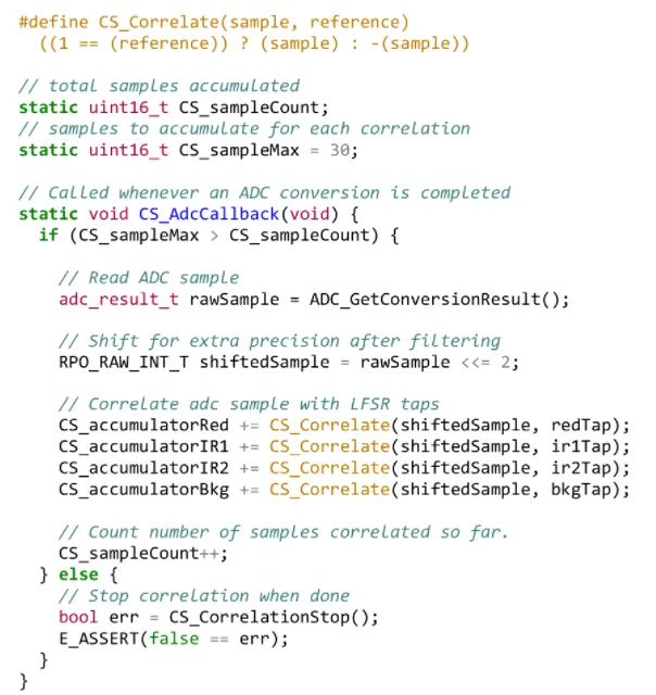 Correlation code example
