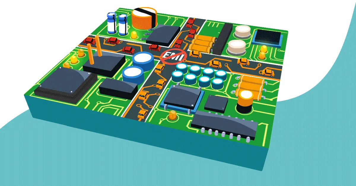ECU PCB layout with ground plane for EMI reduction
