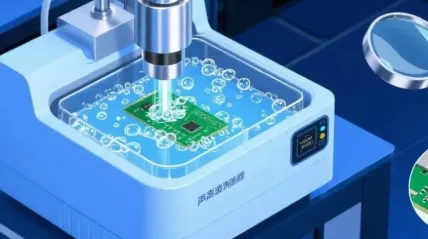 PCBs undergoing ultrasonic PCB cleaning for conformal coating preparation