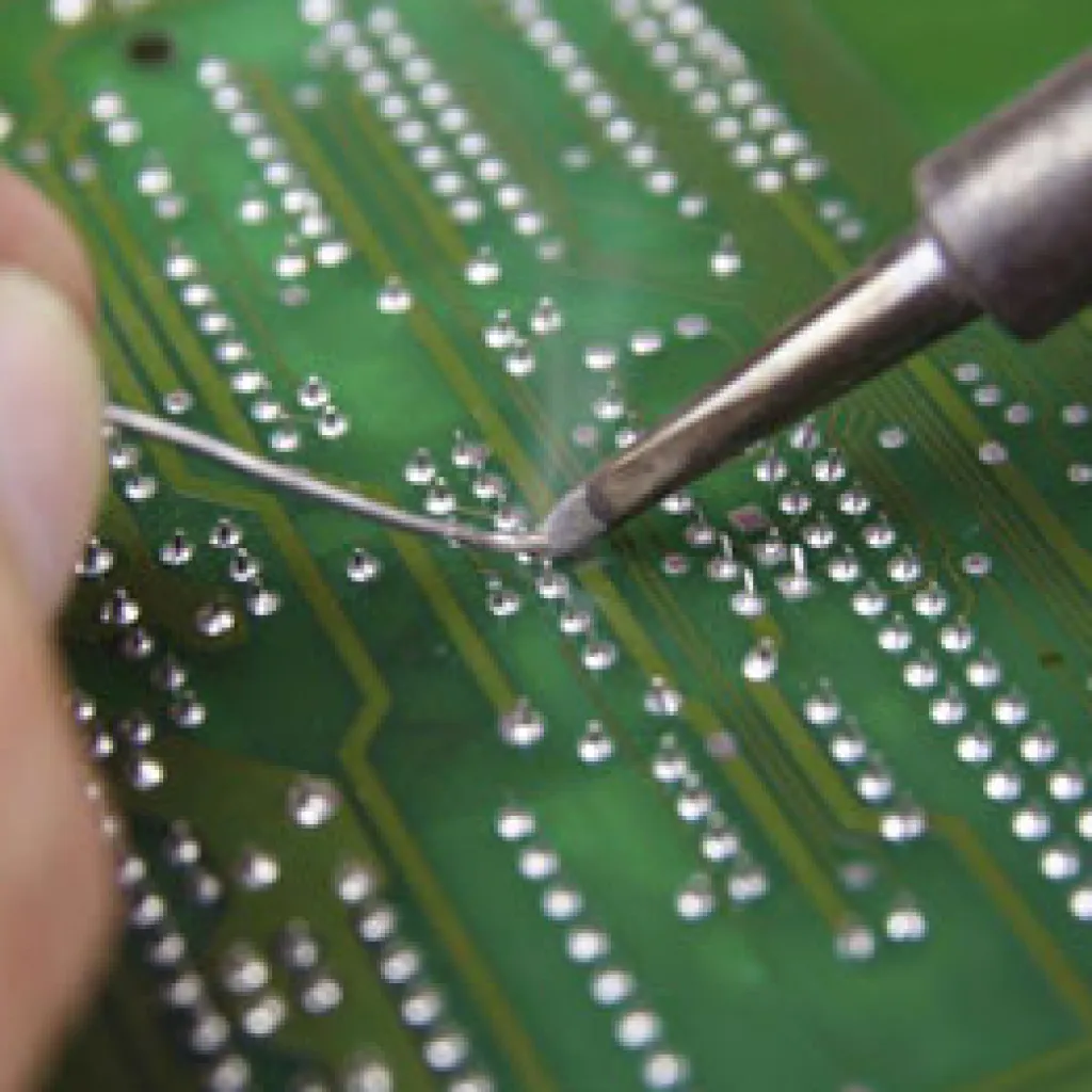 Example of an open solder joint on a PCB component.