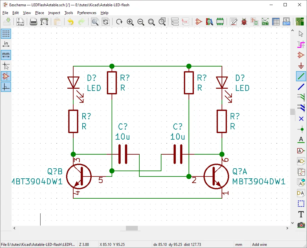KiCad interface for easy PCB design software