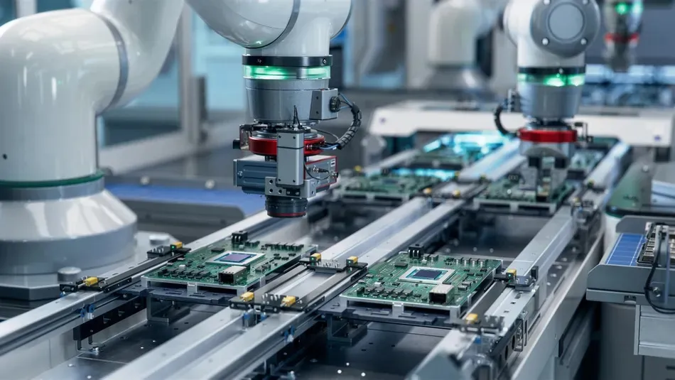Robotic PCB assembly with high precision for mass production