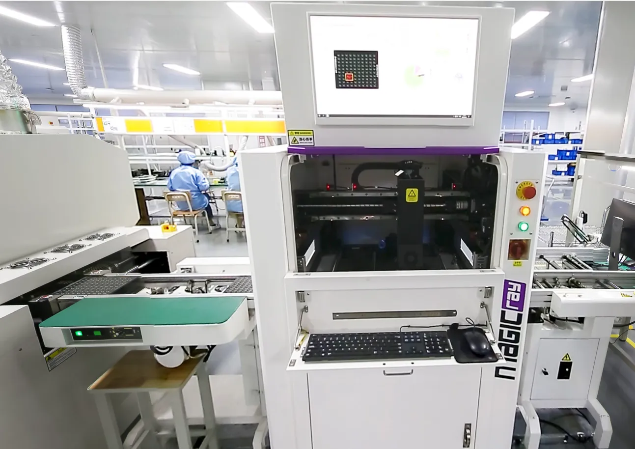 AOI system inspecting PCB solder joints