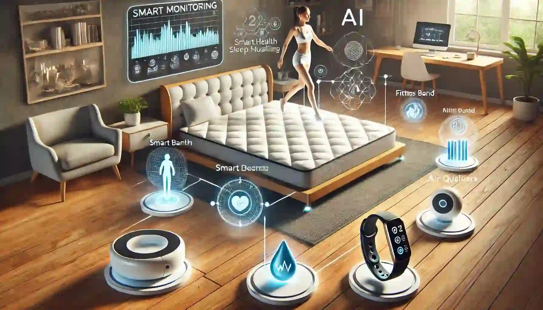 Futuristic smart home interior with devices powered by innovative PCBs.